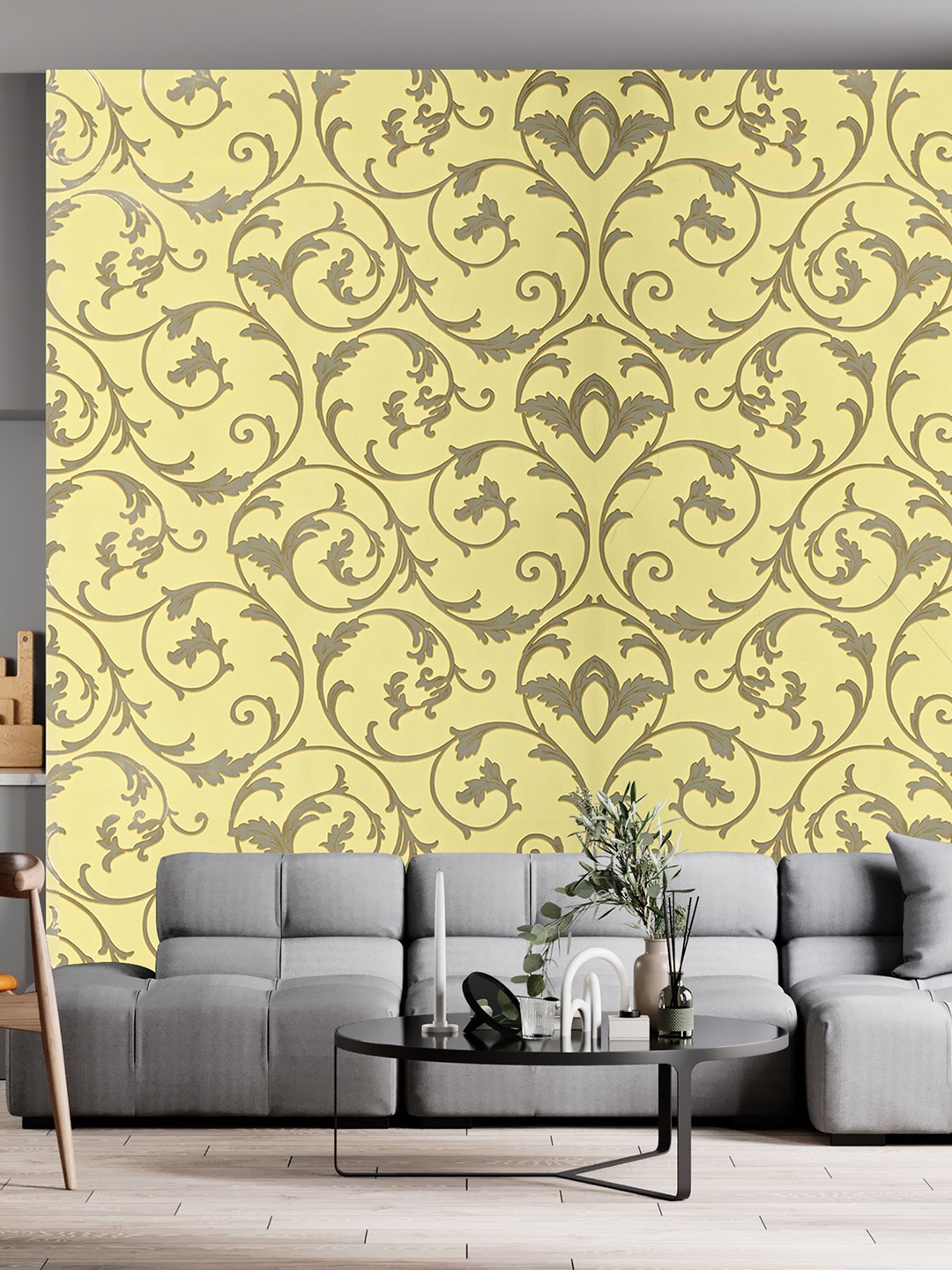 

Rubix Home Yellow & Grey Ethnic Printed Self Adhesive PVC Wallpaper