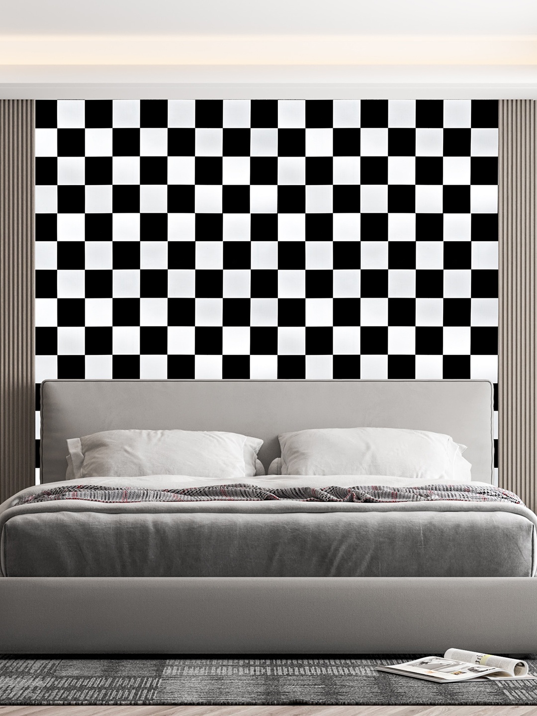 

Rubix Home Black & White Checked Colorblock Printed Self Adhesive PVC Wallpaper