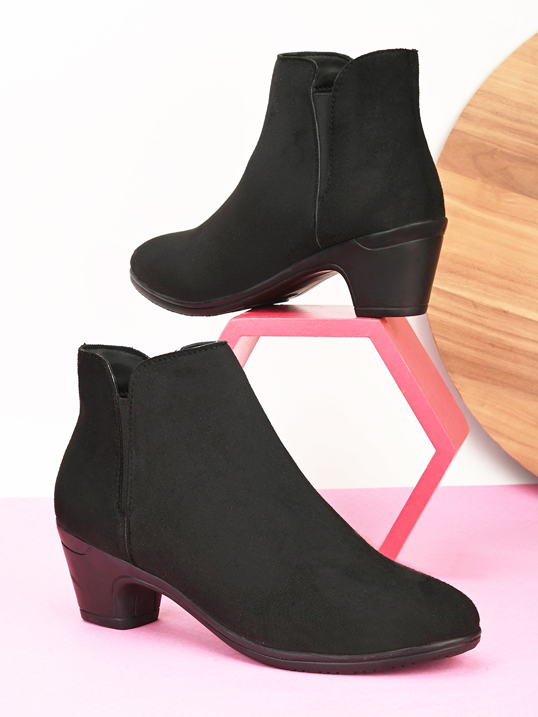 

El Paso Women Mid-Top Block Heeled Chelsea Boots, Black