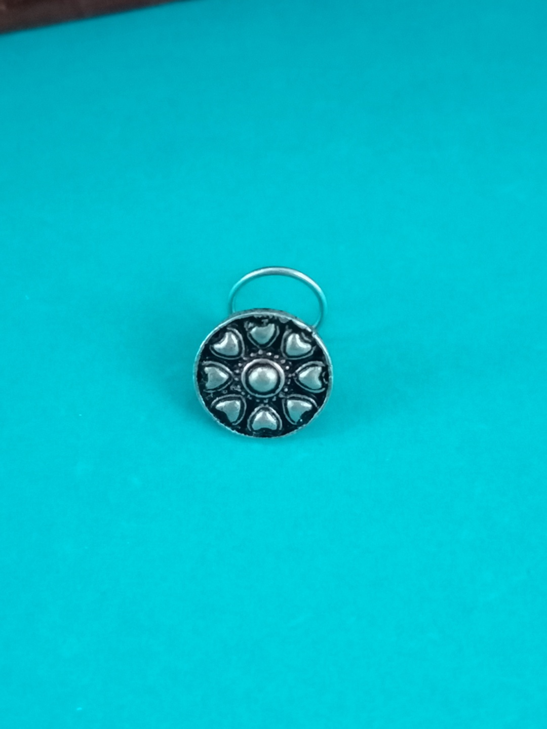 

FIROZA Oxidised Silver-Plated Mandala Nosepin