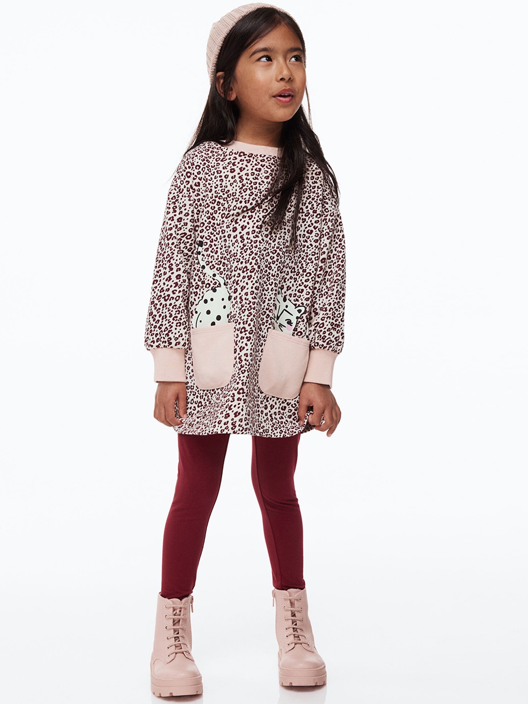 

H&M Girls 2-piece printed set, Maroon