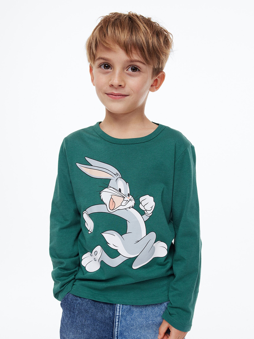 

H&M Boys 3-Pack Looney Tunes Printed Cotton Tops, Beige