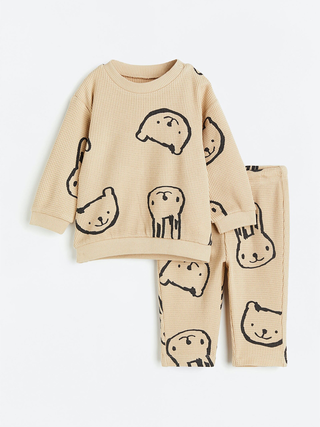 

H&M Boys 2-Piece Pure Cotton Top And Trousers Set, Beige