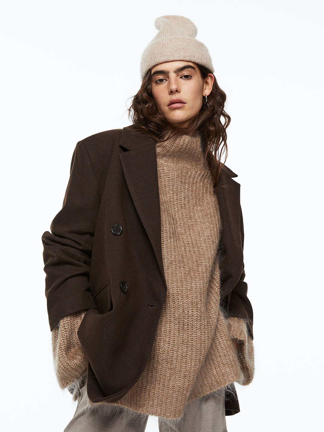 

H&M Women Oversized wool-blend jumper, Beige