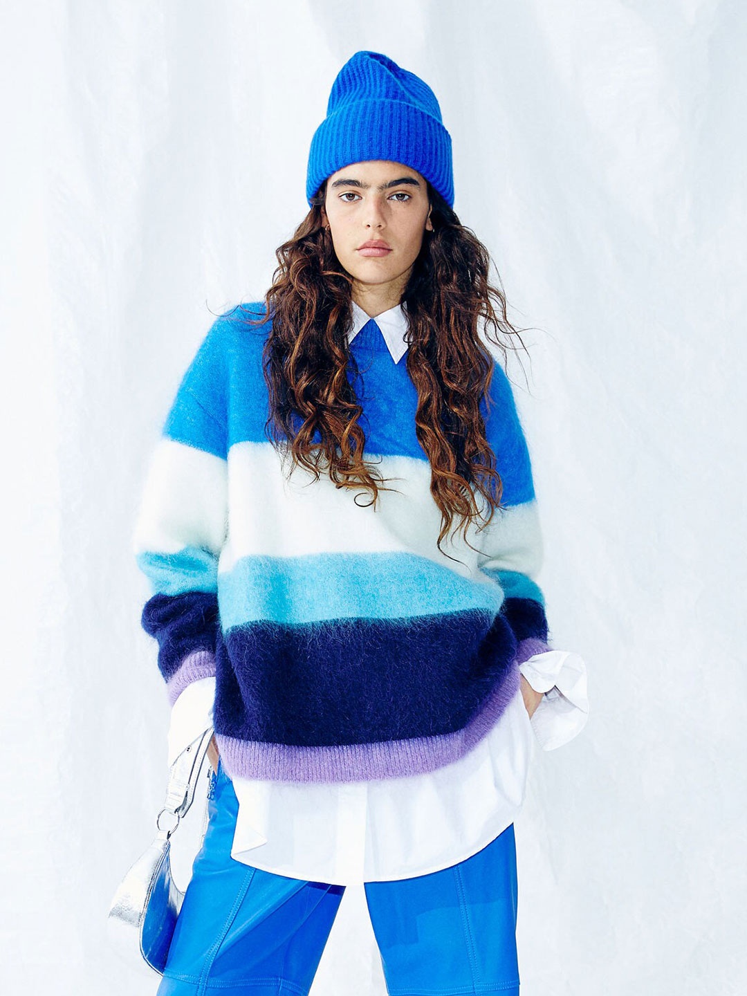 

H&M Women Oversized wool-blend jumper, Blue