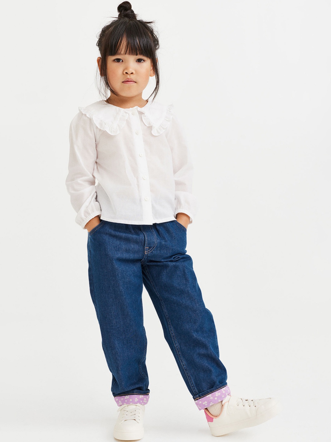 

H&M Girls Relaxed Fit Lined Jeans, Blue