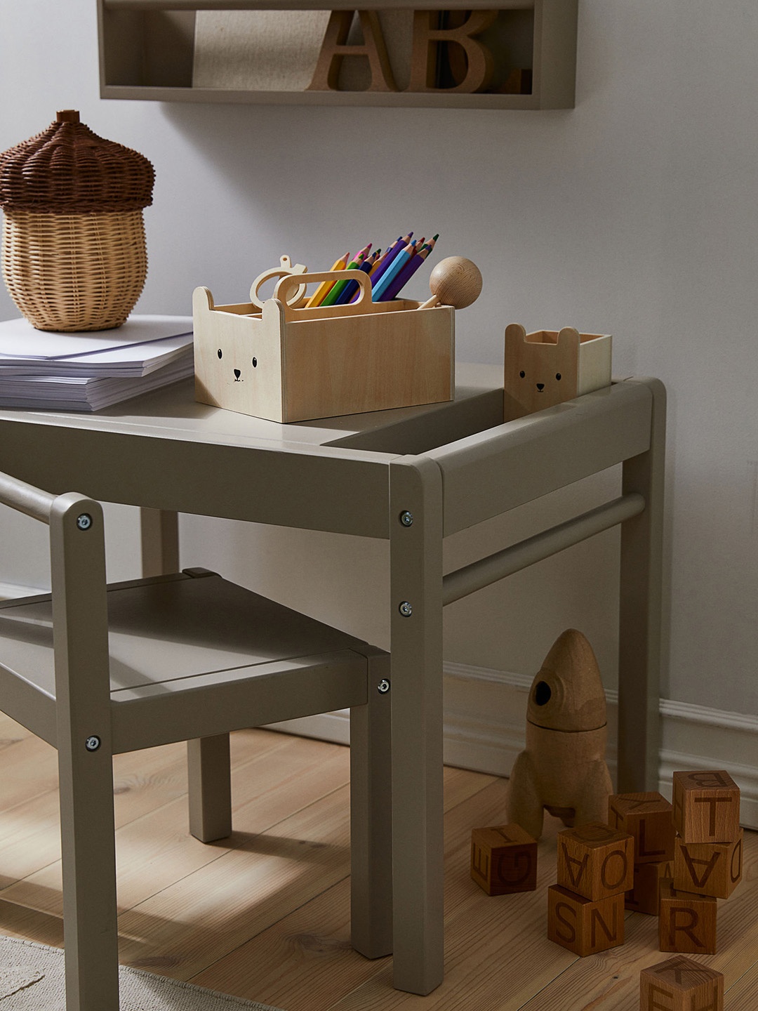 

H&M Beige Plywood Storage Box