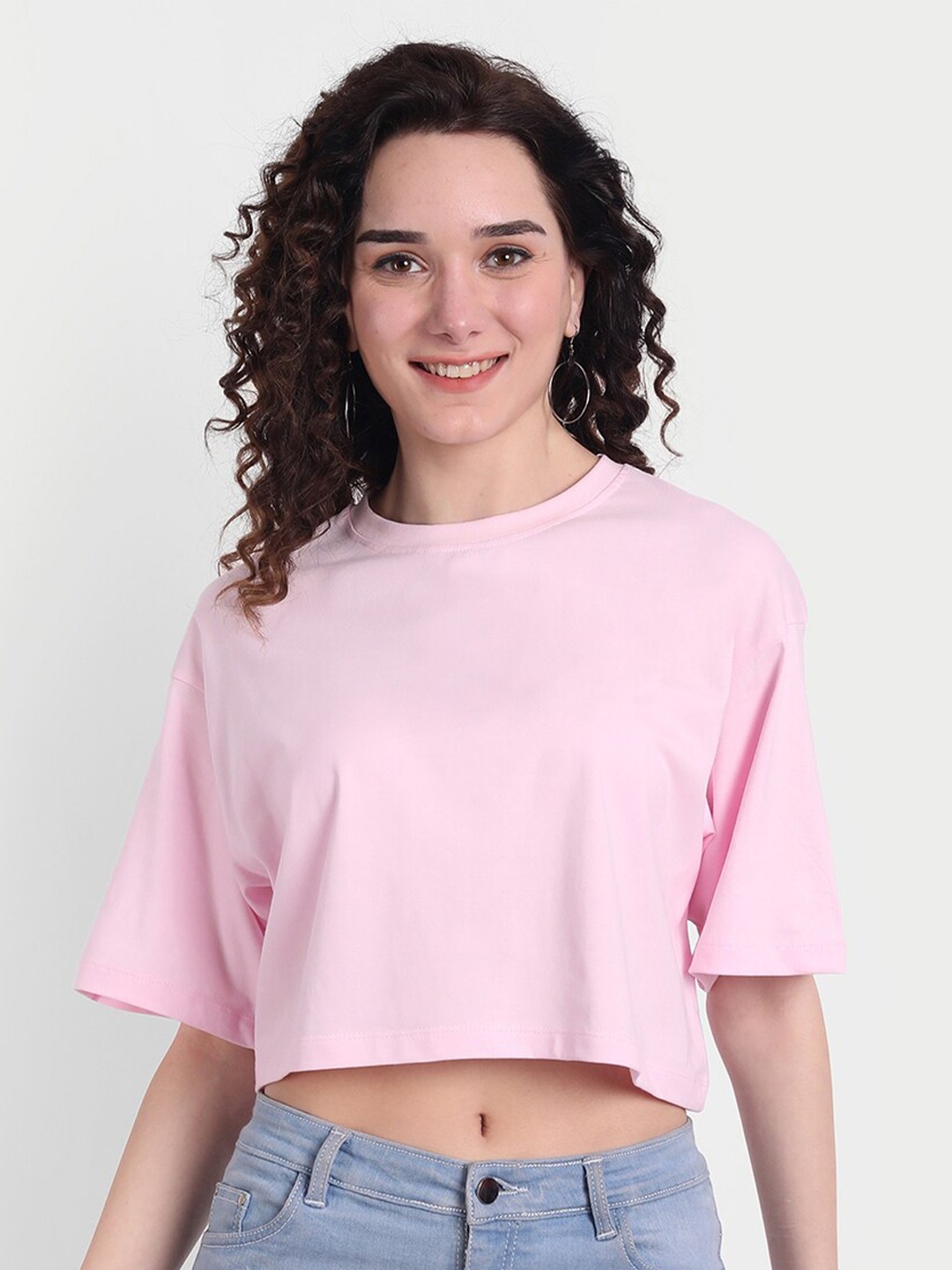 

COLOR CAPITAL Women Drop-Shoulder Sleeves Boxy T-shirt, Pink