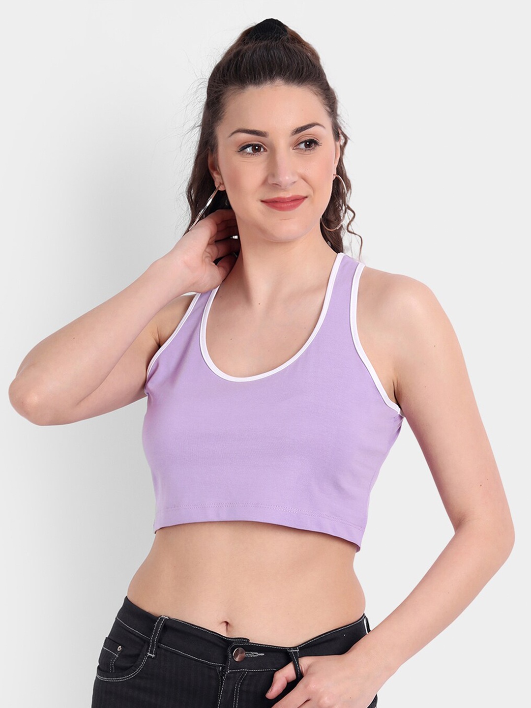 

COLOR CAPITAL Pure Cotton Tank Crop Top, Lavender
