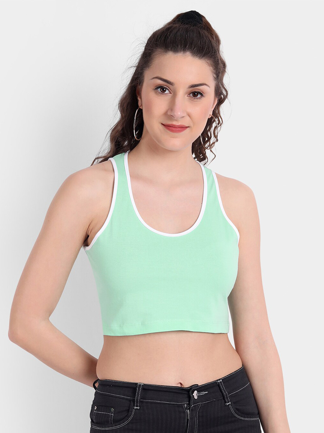 

COLOR CAPITAL Shoulder Straps Crop Top, Green