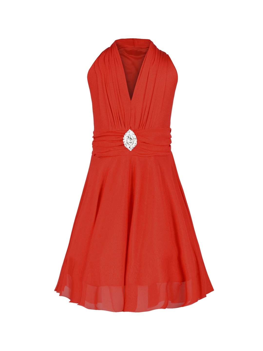 

Aarika Girls Red Solid Maxi Dress