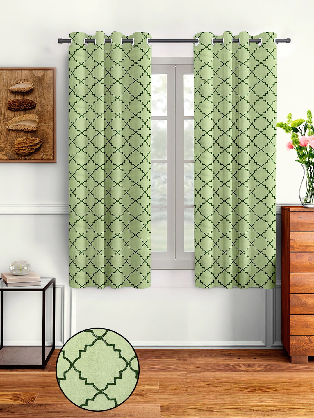 

Cortina Green Set of 2 Geometric Window Curtain