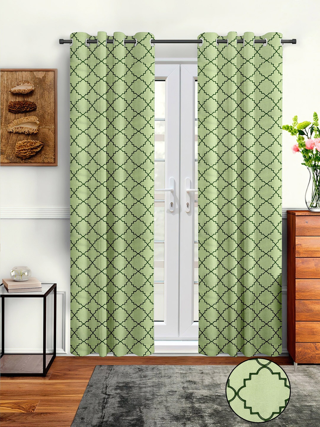 

Cortina Green Set of 2 Embroidered Door Curtain