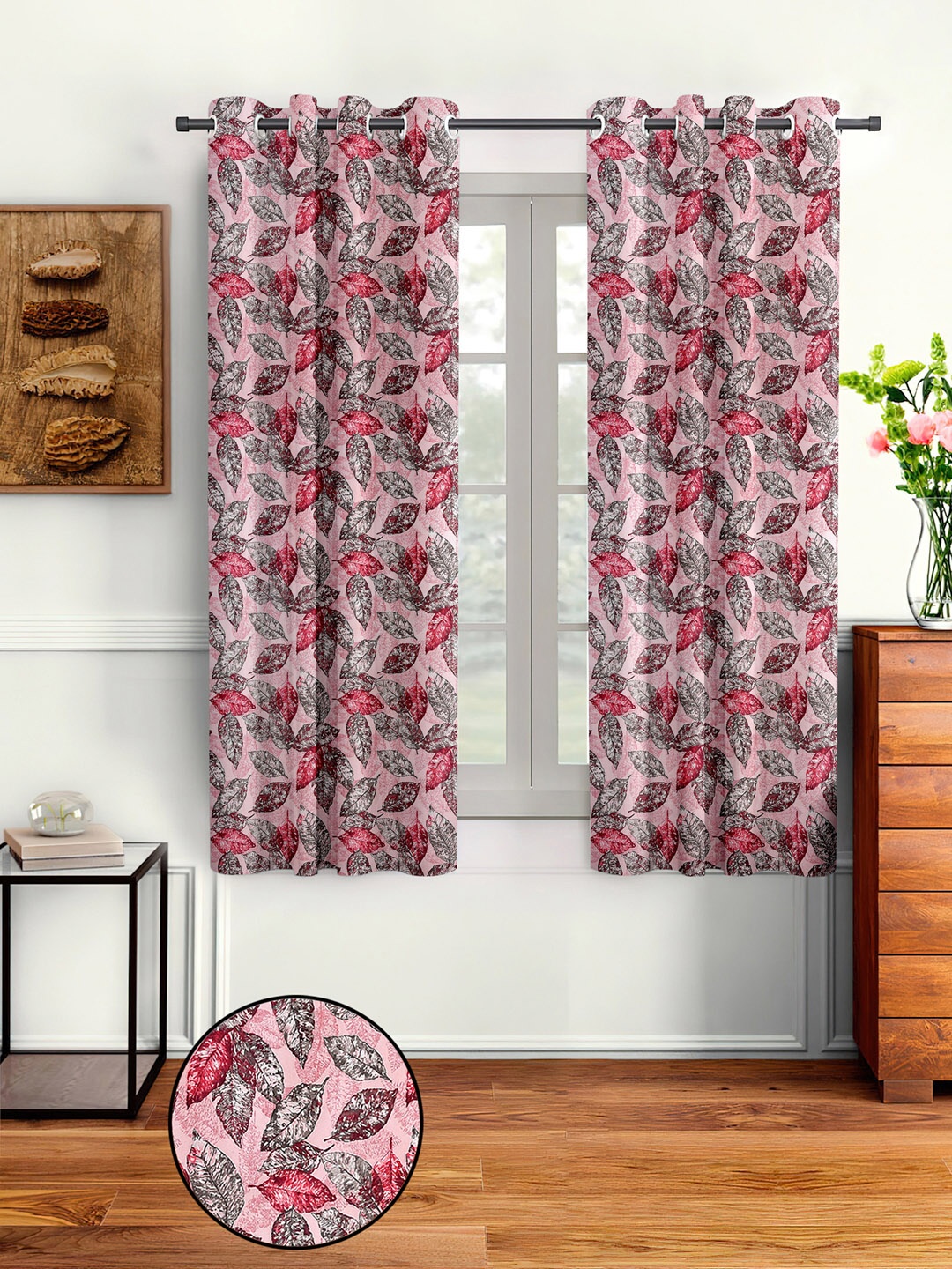 

Cortina Pink & Grey Set of 2 Window Curtain
