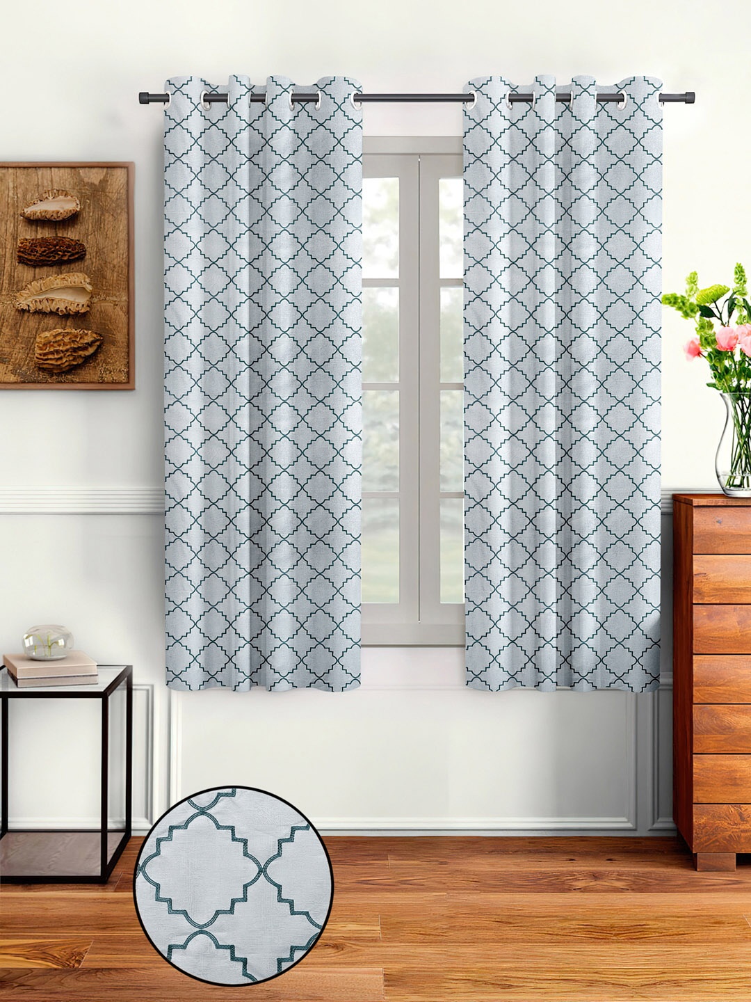 

Cortina Grey Set of 2 Embroidered Window Curtain