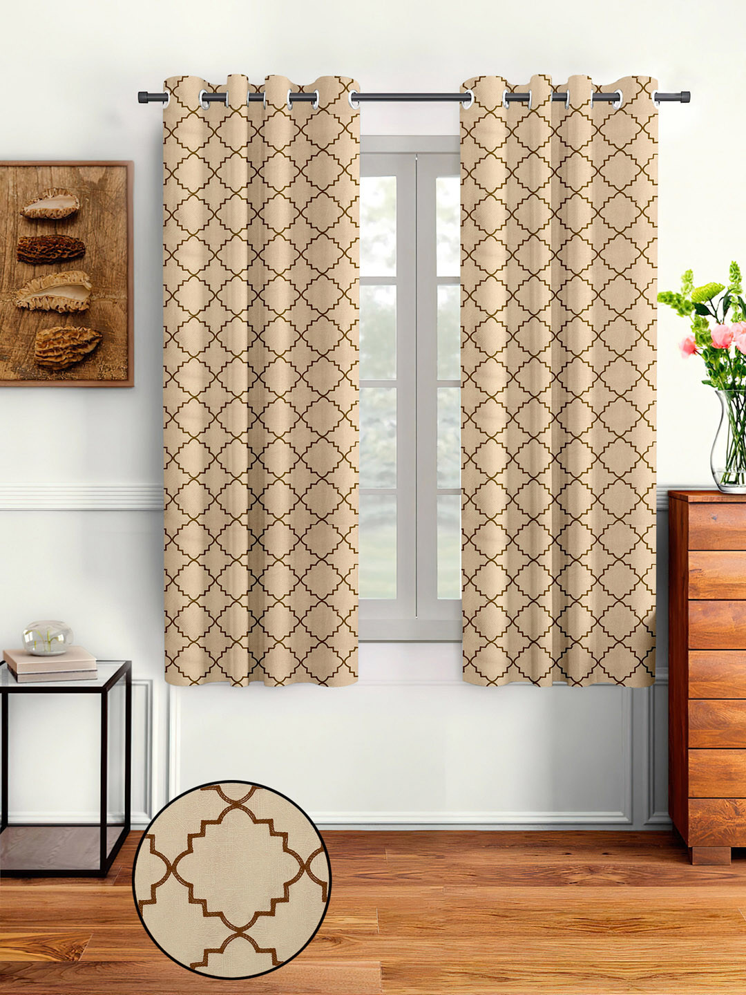 

Cortina Beige Set of 2 Embroidered Window Curtain