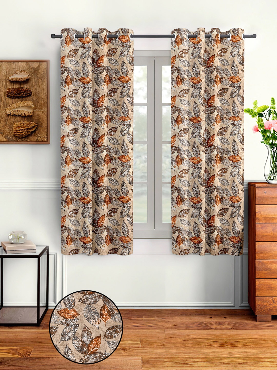 

Cortina Beige & Brown Set of 2 Window Curtain