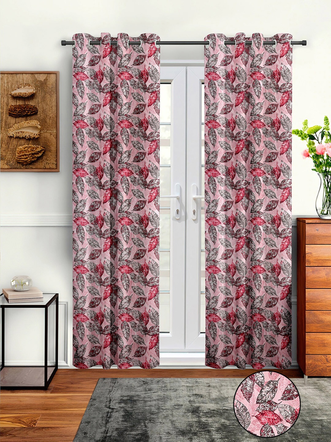 

Cortina Pink & White Set of 2 Door Curtain