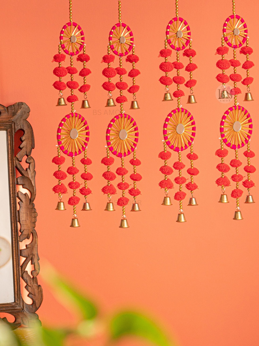 

BS AMOR Set Of 5 Red Hanging Latkan