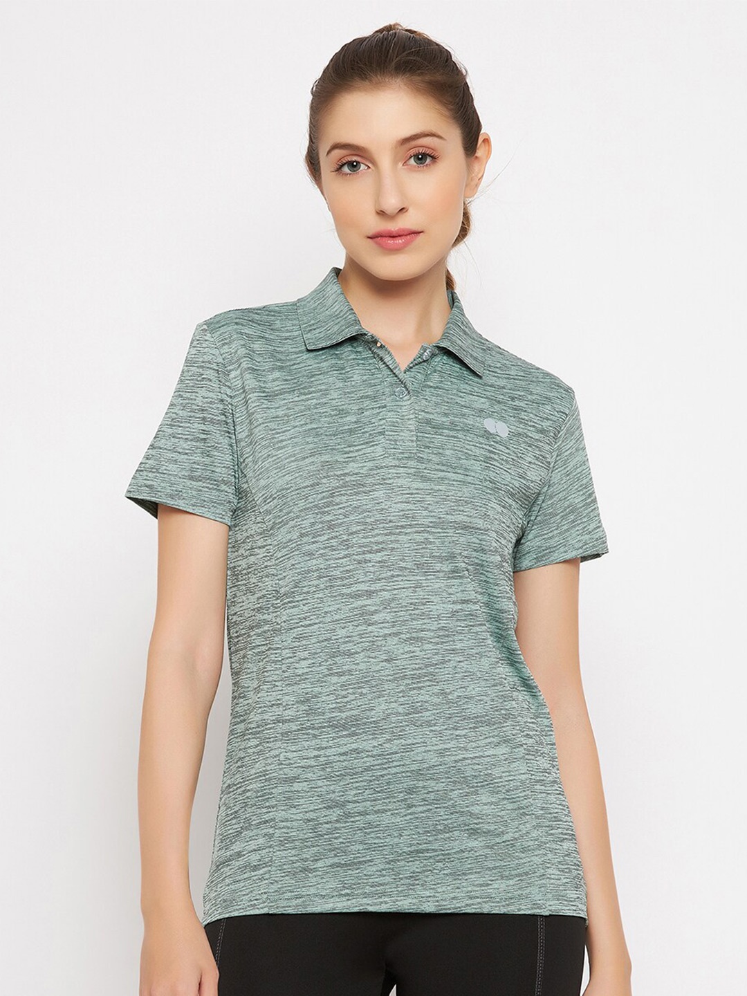 

Clovia Women Polo Collar T-shirt, Green