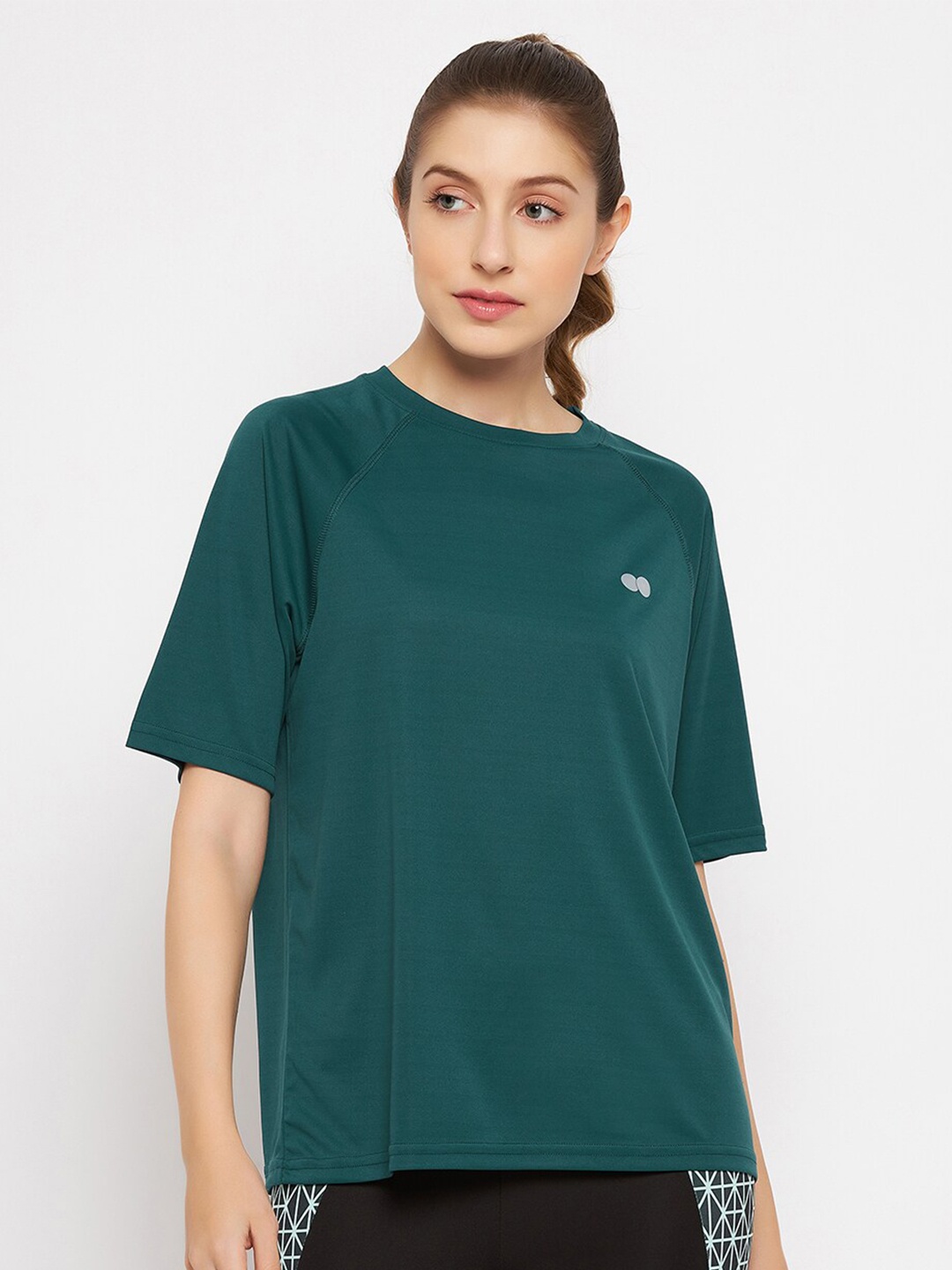 

Clovia Women Boxy Fit Active T-shirt, Teal