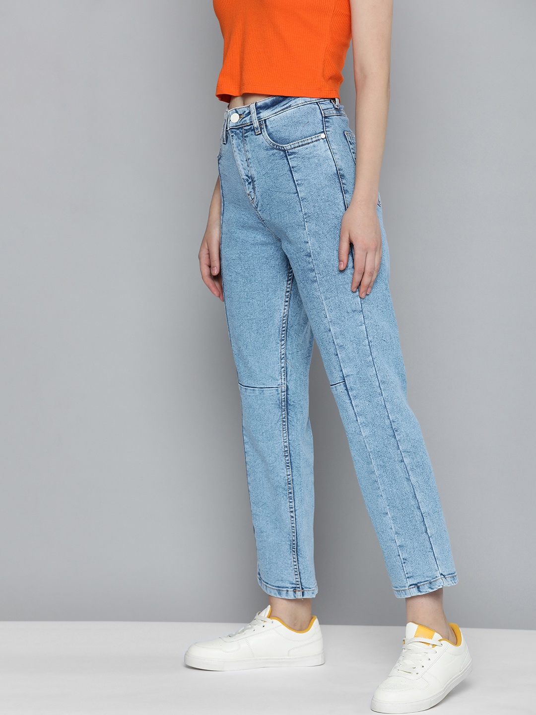 

Mast & Harbour Women Solid Mid Rise Jeans, Blue