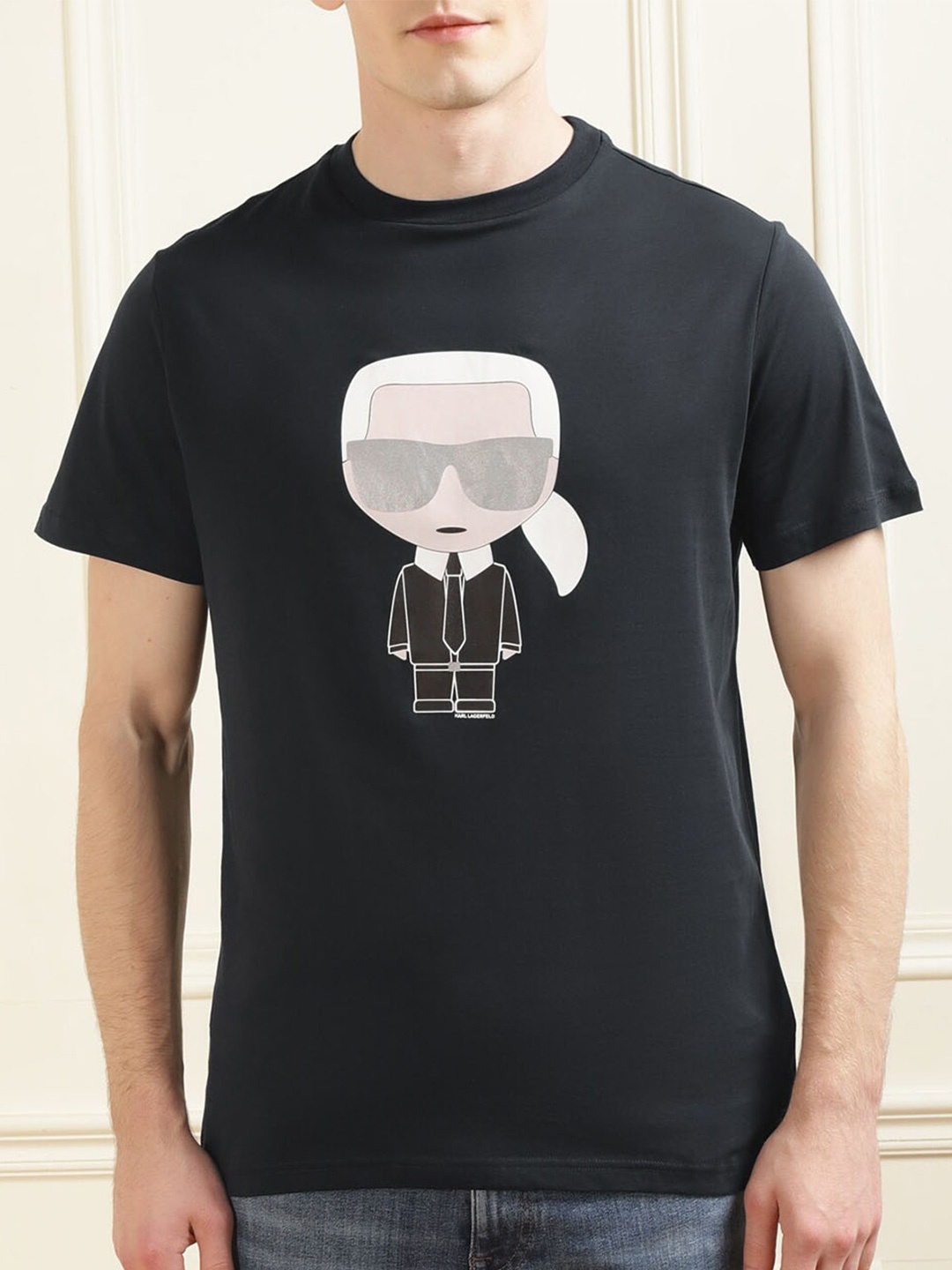 

Karl Lagerfeld Men Printed Pure Cotton T-shirt, Navy blue