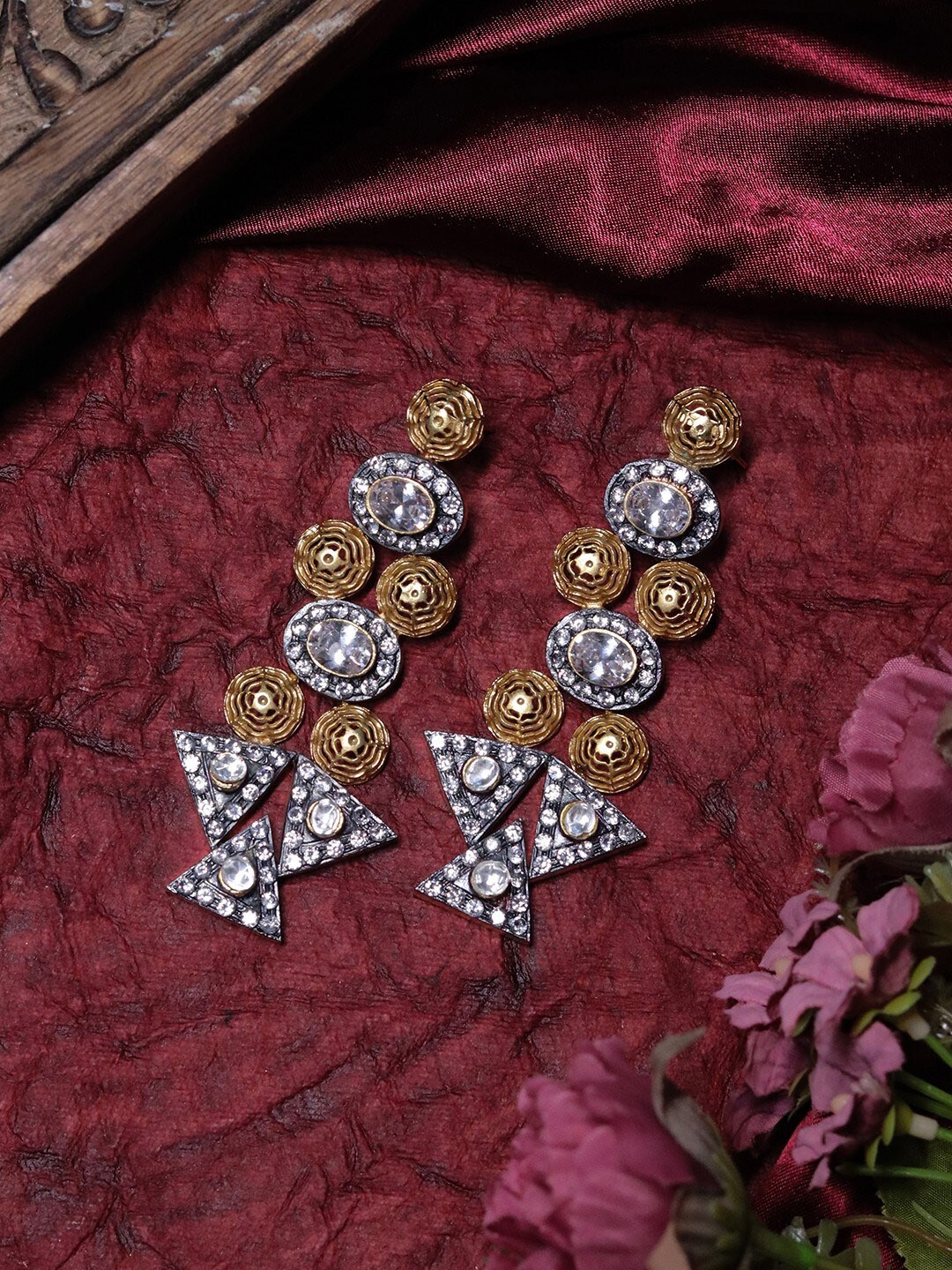 

Ishhaara Gold-Plated Contemporary Drop Earrings