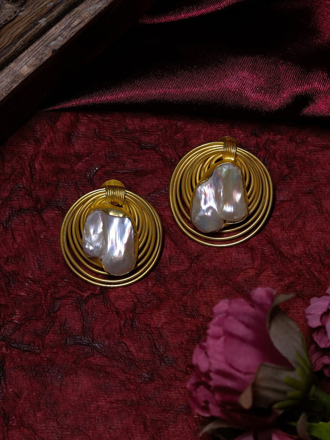 

Ishhaara Gold- Plated Circular Drop Earrings