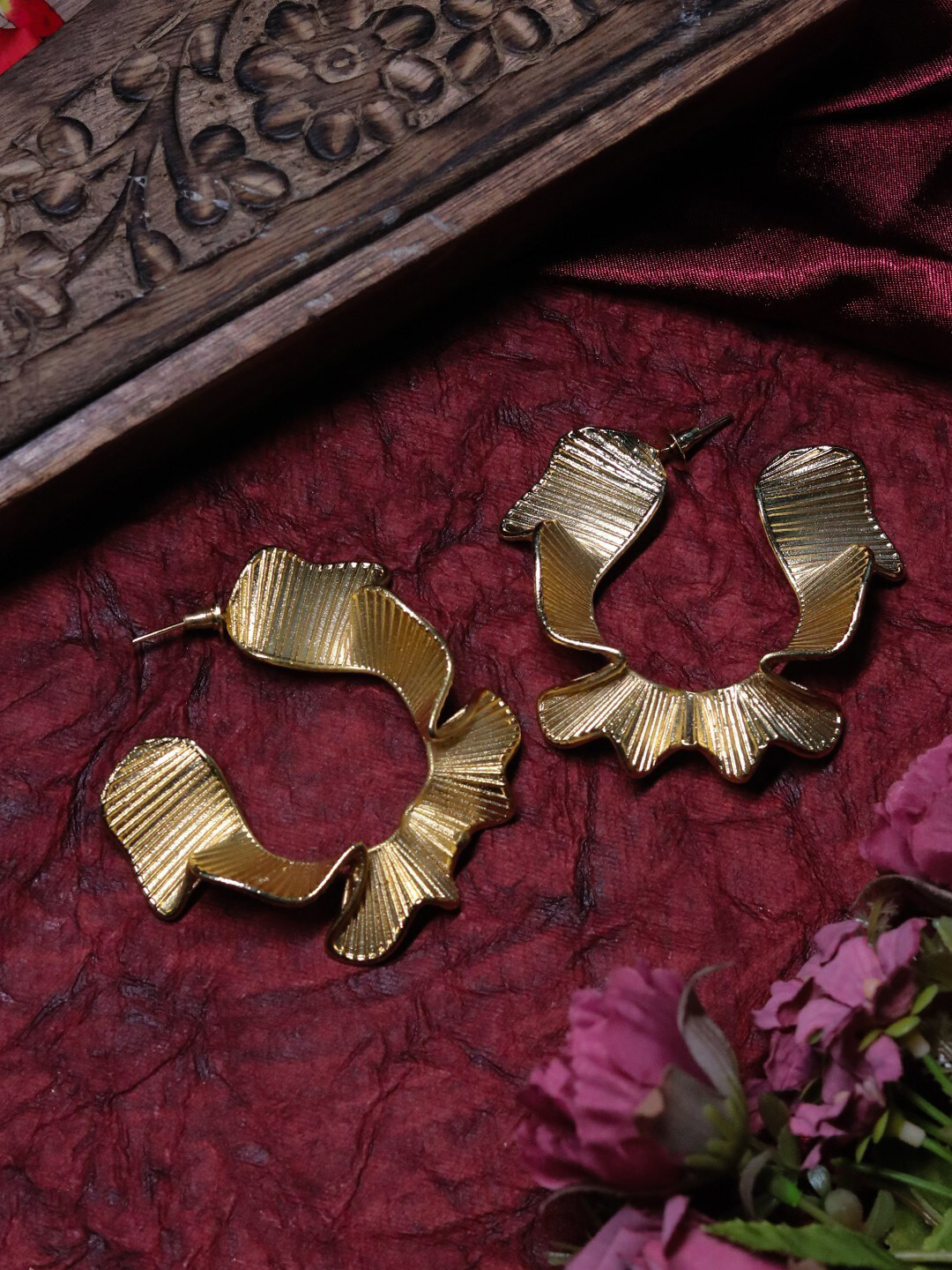 

Ishhaara Gold- Plated Contemporary Half Hoop Earrings