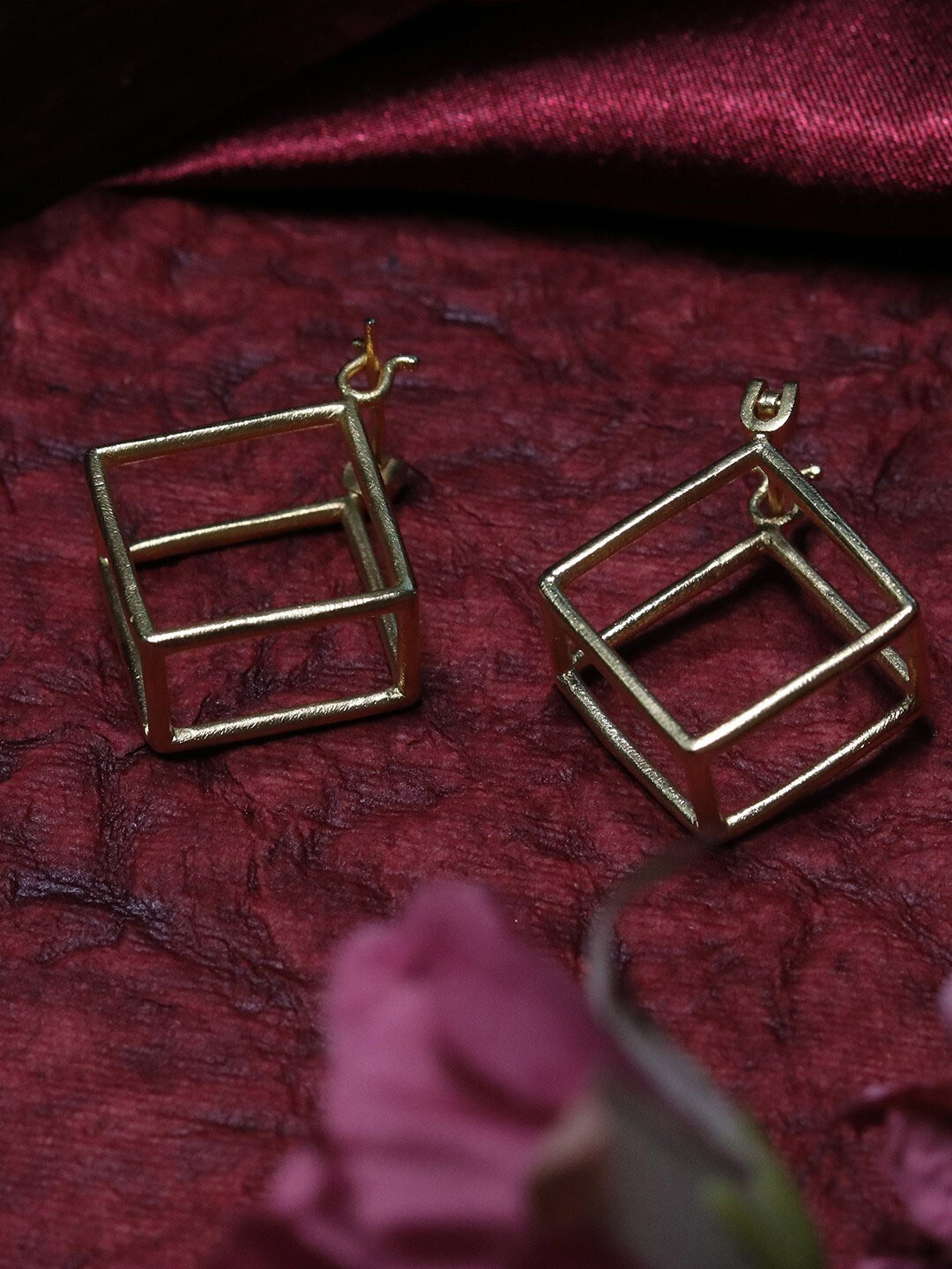 

Ishhaara Gold-Plated Cube Drop Earrings