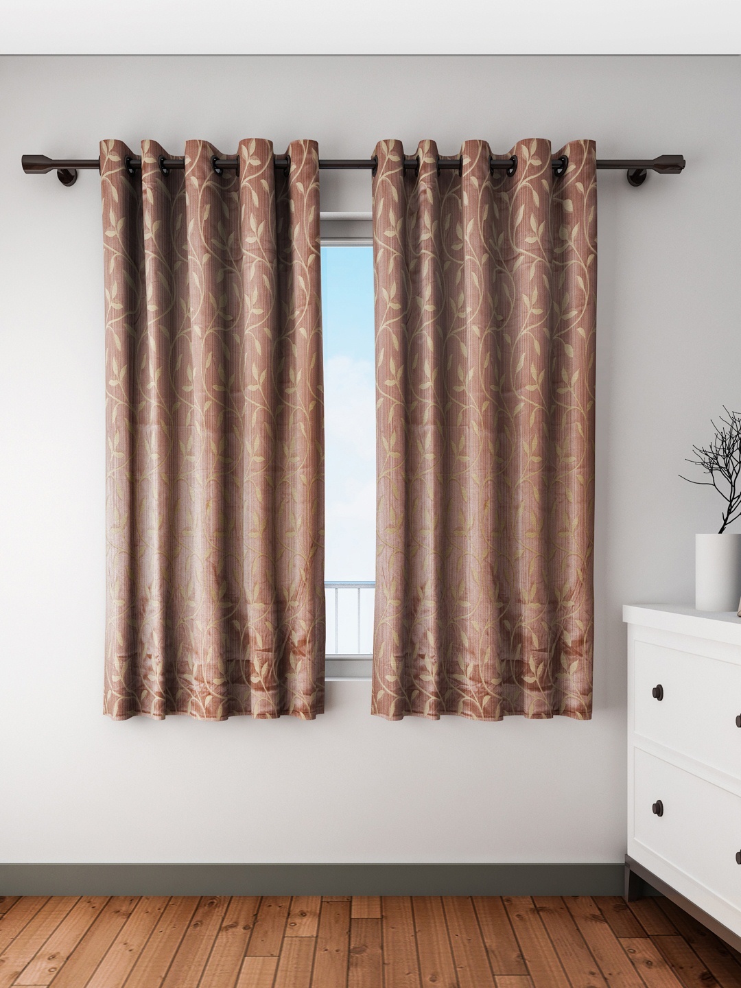 

Cortina Set of 2 Brown Printed Jacquard Window Curtains