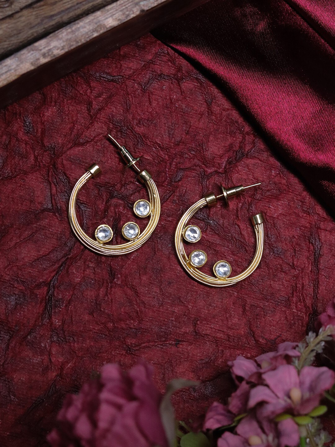 

Ishhaara Gold-Plated Contemporary Hoop Earrings