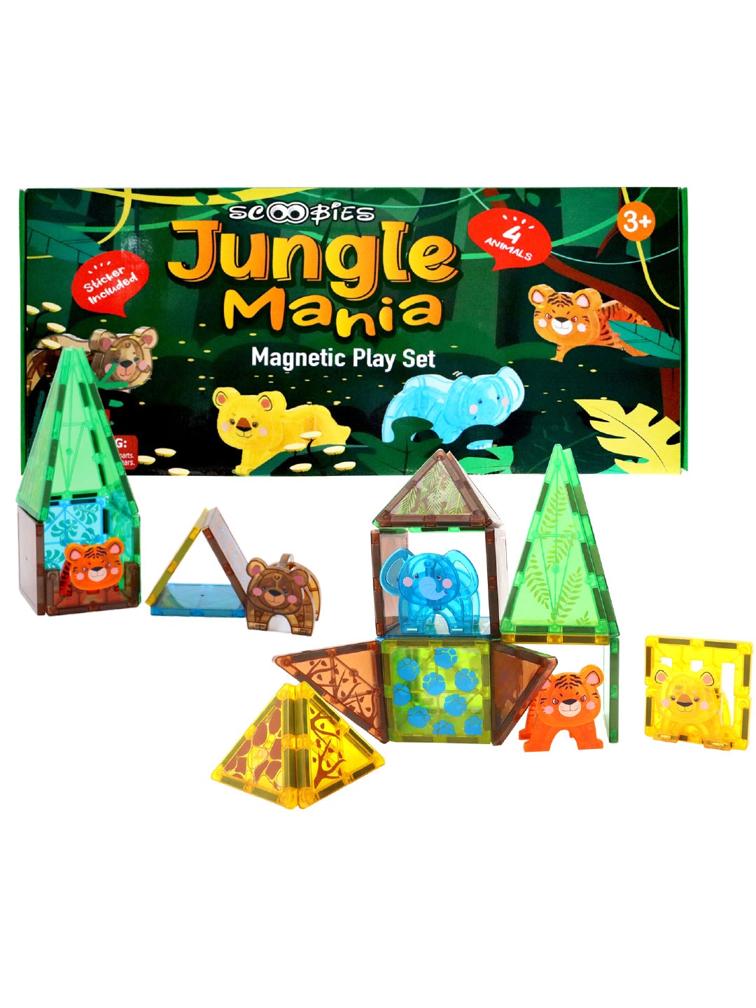 

SCOOBIES Unisex Kids Green 27 Pcs Of Jungle Mania Magnetic Play Set