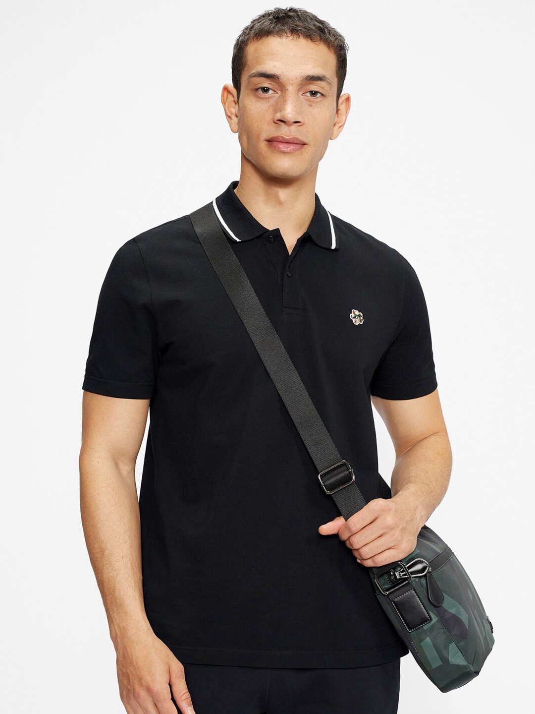 

Ted Baker Men Pure Cotton Polo Collar Pure Cotton T-shirt, Black