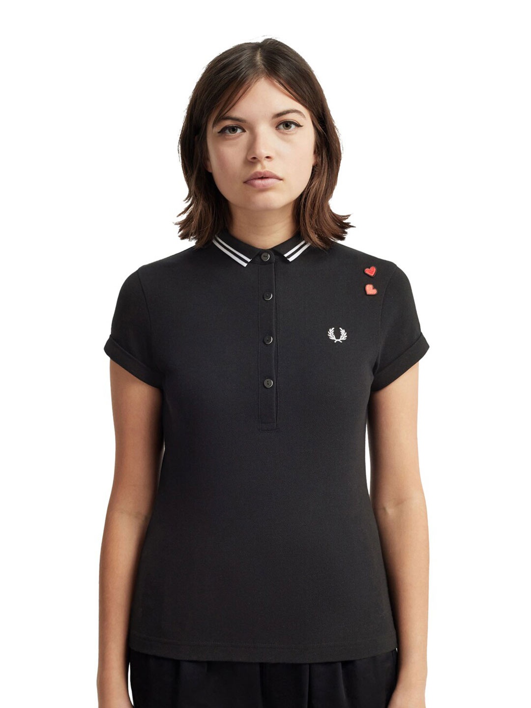 

Fred Perry Women Polo Collar Pure Cotton T-shirt, Black