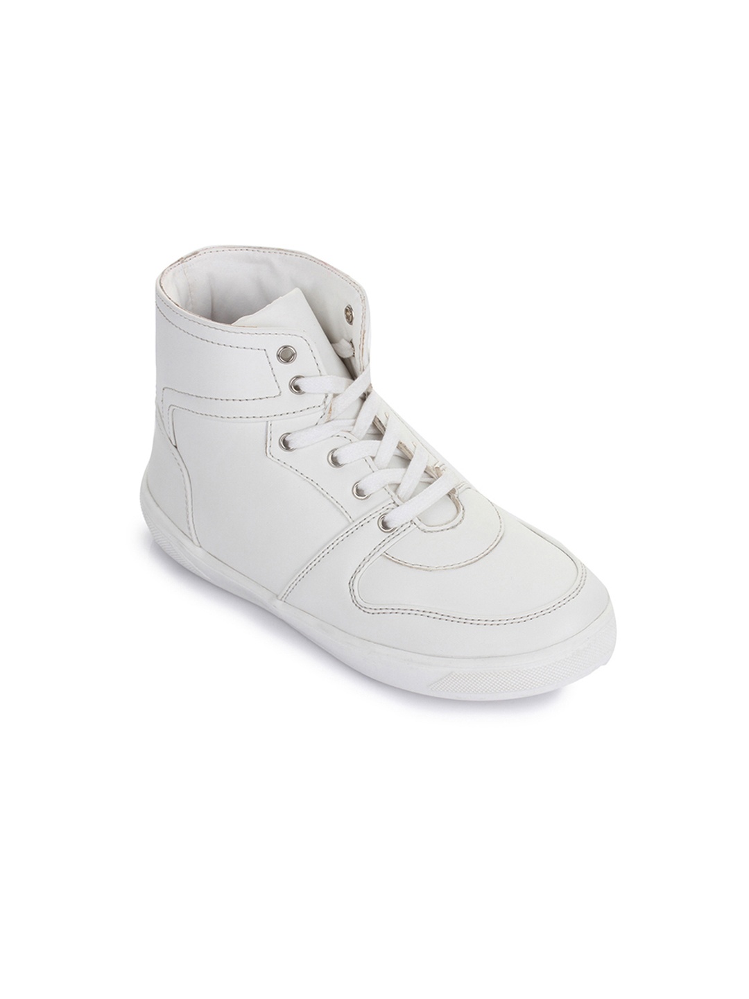 

Bruno Manetti Kids White Solid Synthetic Leather Mid-Top Sneakers