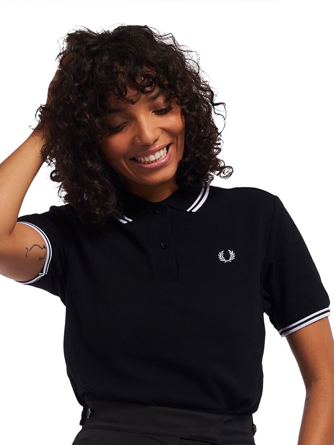 

Fred Perry Women Brand Logo Polo Collar Cotton T-shirt, Black