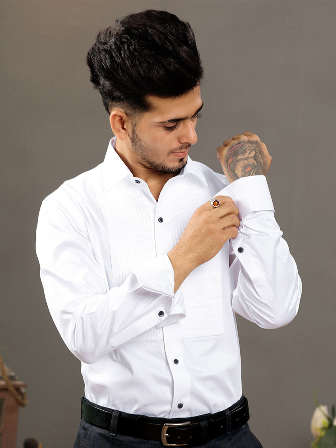 

FRENCH CROWN Men Standard Pure Cotton Formal Shirt, White