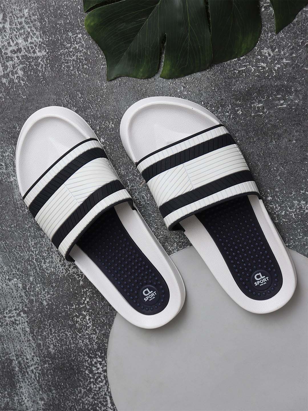 

Carlton London sports Men Striped Sliders, White