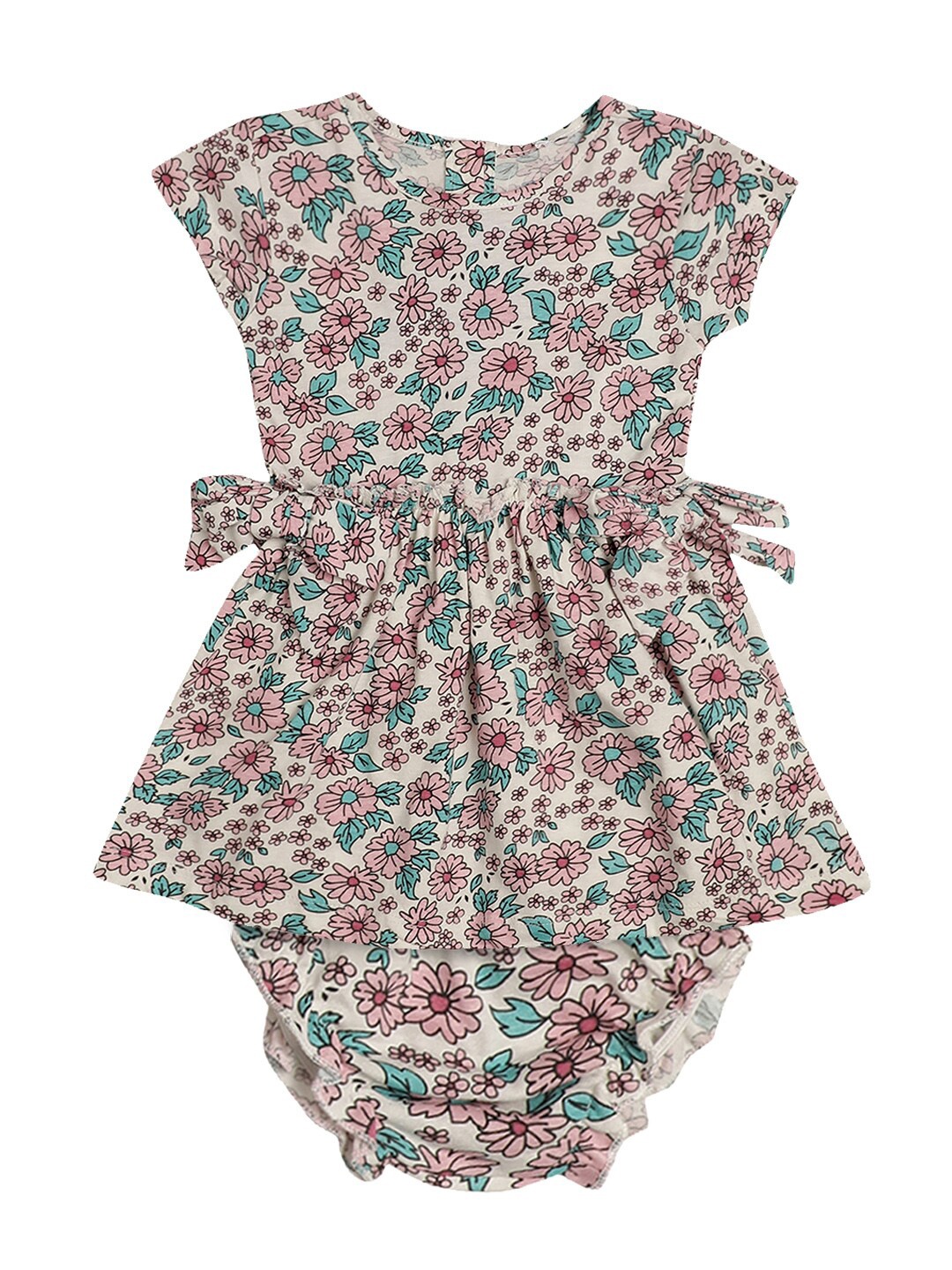 

MiArcus Floral Printed Cotton Fit & Flare Dress, Off white
