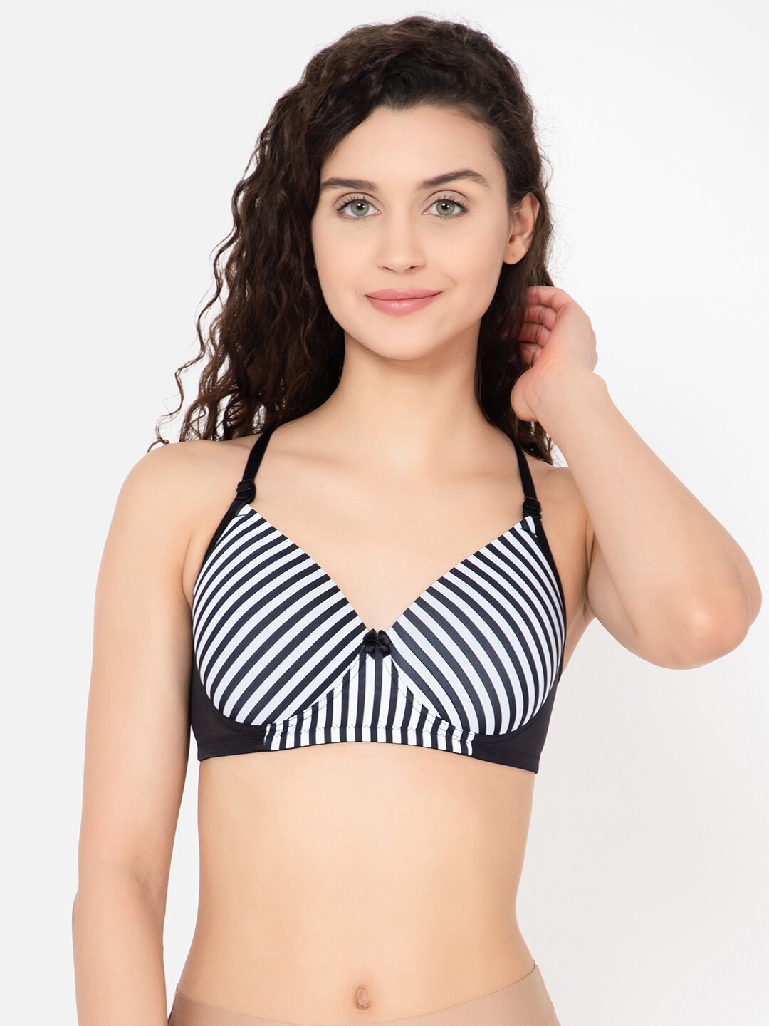 

Clovia Lightly Padded Striped T-shirt Bra, White