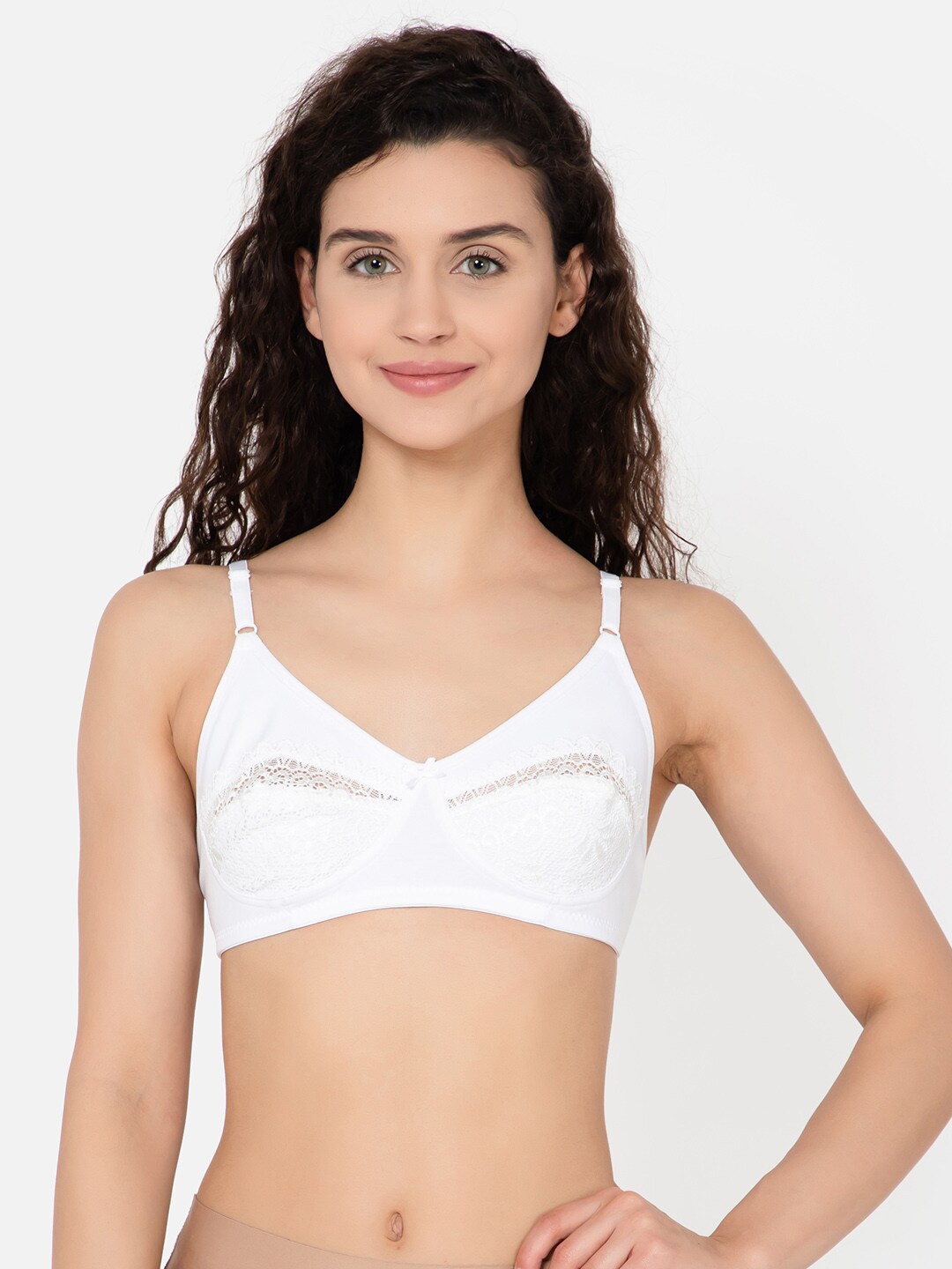 

Clovia Non-Padded Lace Non-Wired Full Cup Bra, White