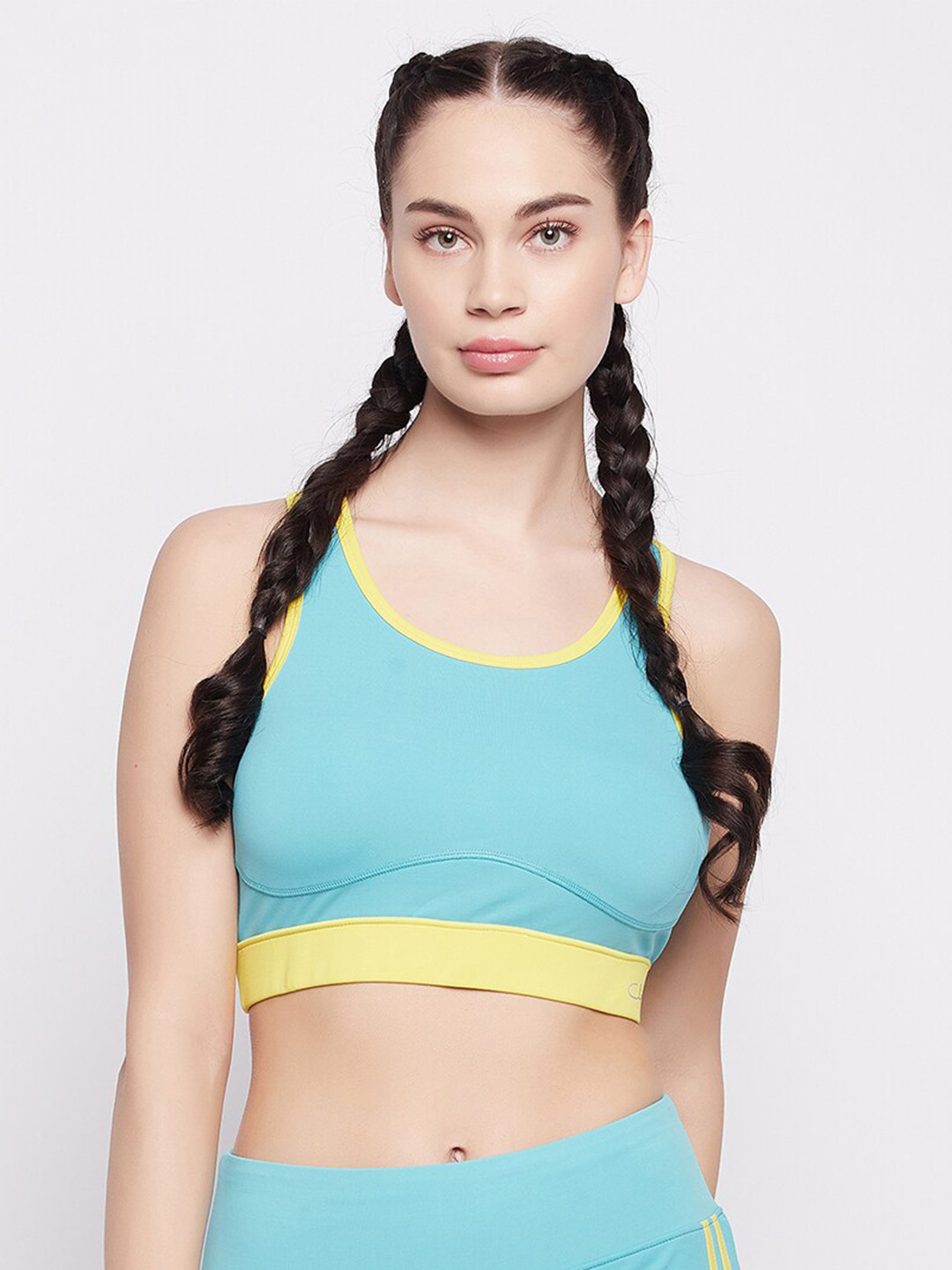 

Clovia Medium Impact Padded Racerback Sports Bra, Blue