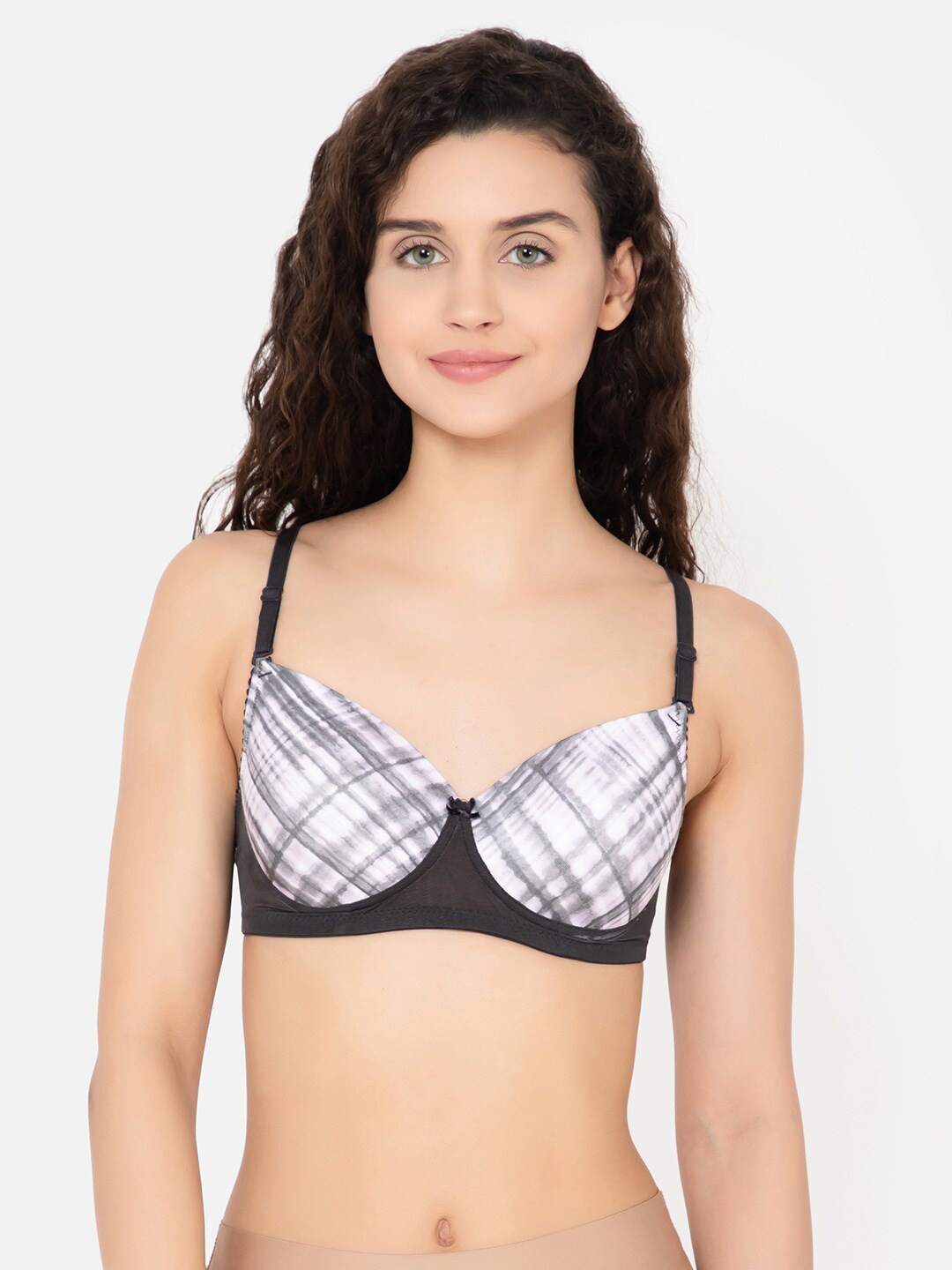 

Clovia Printed Padded Non-Wired Full Cup Multiway T-shirt Bra BR1686U1832E, White
