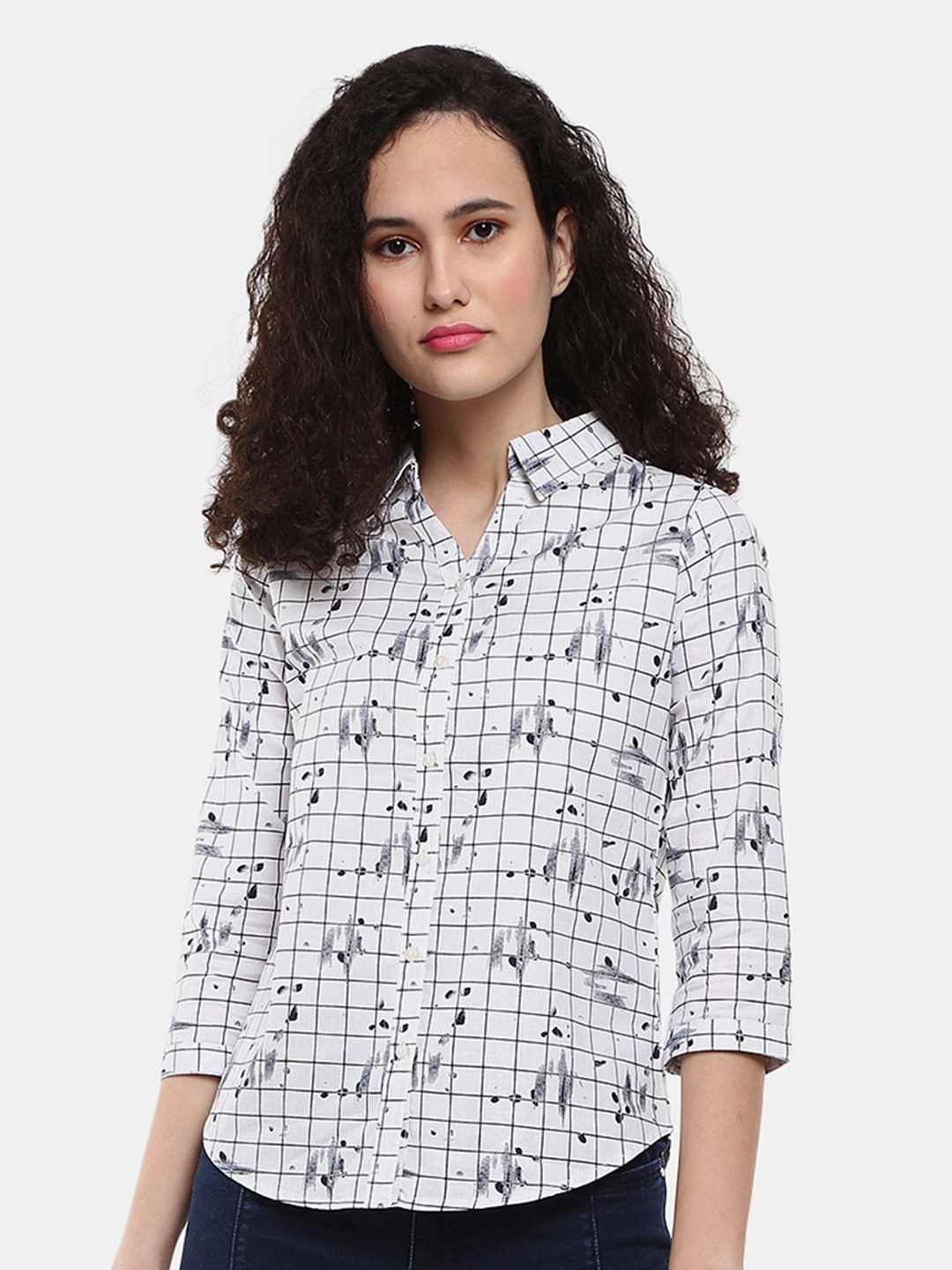 

V-Mart Women Printed Cotton Regular Fit Casual Shirt, White