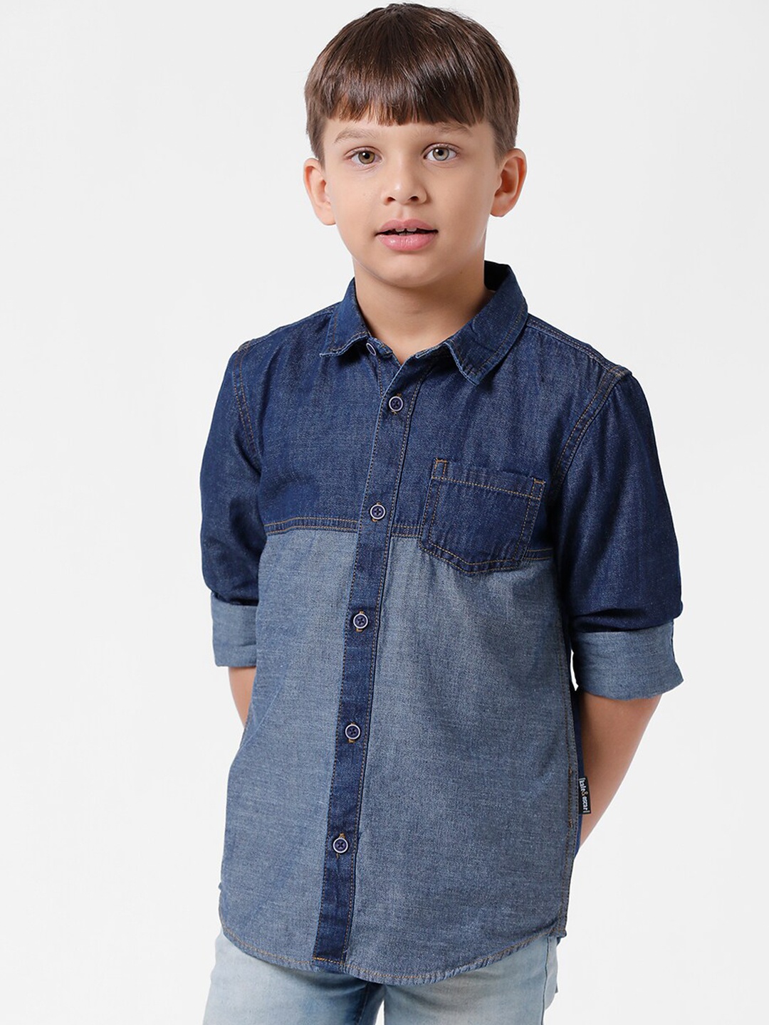 

KATE & OSCAR Boys Modern Faded Casual Shirt, Blue