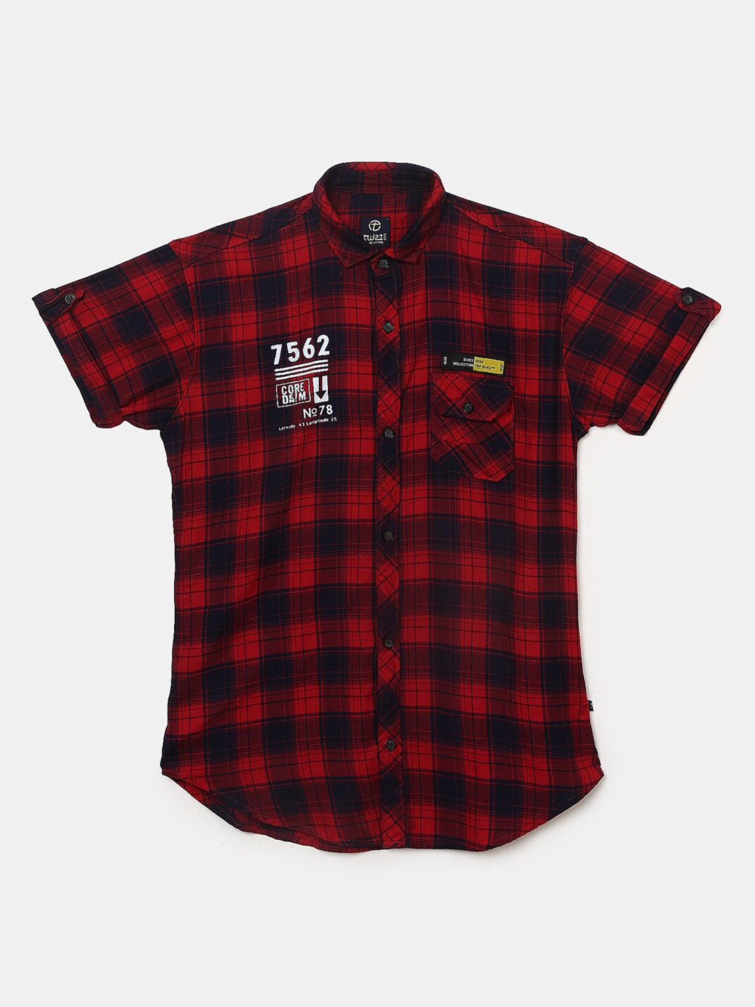 

V-Mart Boys Classic Tartan Checks Checked Casual Shirt, Red