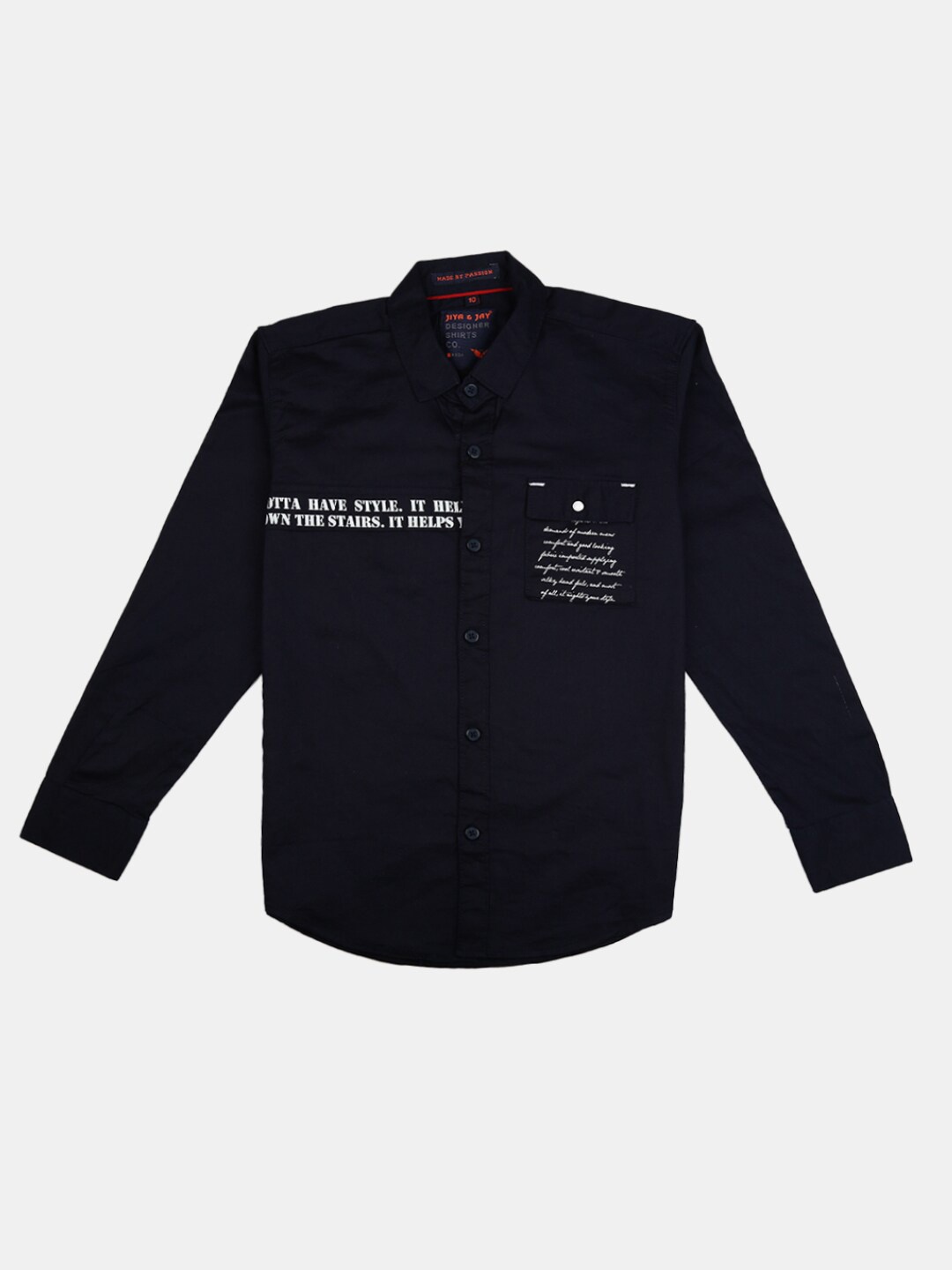 

V-Mart Boys Classic Printed Cotton Casual Shirt, Navy blue