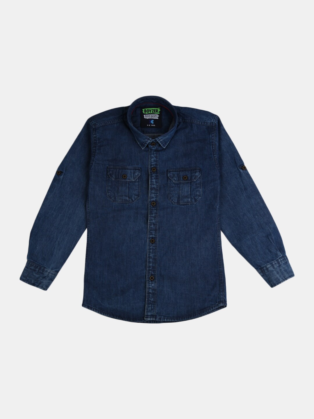 

V-Mart Boys Solid Denim Regular Fit Casual Shirt, Navy blue